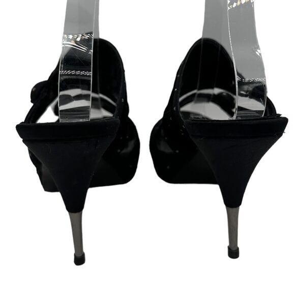 Vintage Y2K Stella McCartney Rhinestone Black Velvet Evening Heels Shoes Size 39 - Picture 6 of 12